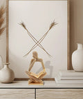 Sparkling Gold Tone Reading Woman Statue With Beaded Surface Modern Abstract Figurine for home decor on shelf with vases
