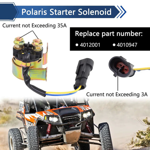 Starter Solenoid Relay Replacement for Ranger 400 500 570 700 800 EFI 4x4 Models 2006 2014 Direct Fit Heavy Duty Start Relay for Easy Install and Reliable Quick Start, 35A relay with connector