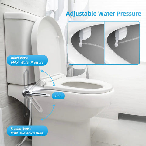 Dual Nozzle Bidet Attachment For Toilet Seat Self Cleaning Front And Rear Wash No Electric Mechanical With Adjustable Water Pressure