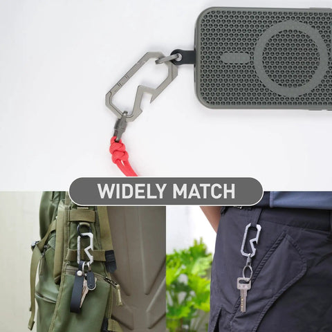 Badass Titanium Keychain Carabiner Multitool With Bottle Opener, featuring seamless body, easy access on bag and belt, 58mm by 28mm.