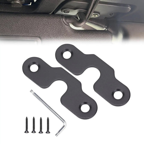 Wrangler Sun Visor Clip Repair Kit Aluminum Alloy Beefy Durable Build Pack Of 2 Black with installation tools visible