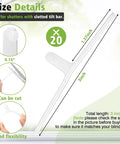 20 Pcs Universal Window Blind Repair Kit Featuring Rugged Shutter Slide Connectors And Slotted Tilt Bars For Quick No Sweat Fixes And Top Shelf Shade Realignment, showing size details and flexibility features.