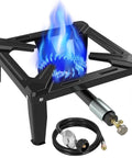 Heavy Duty Portable Propane Camping Stove With 65 Lb Support Single Burner Outdoor Gas Stove With Blue Flame On Steel Frame