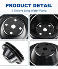 Long Water Pump And Two Groove Crankshaft Pulley Kit For Small Block Chevy SBC 262 265 267 283 302 305 307 327 350 400 High Strength Steel Durability For Classic Muscle Cars close-up