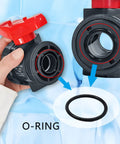 1 Inch PVC Union Ball Valve True Union Full Port With EPDM O Ring and Slip Socket, shown disassembled for easy maintenance.