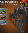 3 Point Quick Hitch For Category 1 Tractors With 3000 Lbs Lift Capacity, mounted on tractor showcasing compatibility