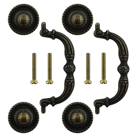 Two Pack 3 Inch Bronze Vintage Antique Style Drawer Pull Handles For Cabinets Dressers Cupboards And Wardrobes Zinc Alloy Construction