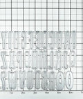 Shadow 26 Capital Letters Metal Cutting Dies For Card Making Kit with grid background showing uppercase alphabet arrangement.