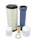 DIY Friendly Maintenance Filter Kit For KX057-4 Excavator With V2607 Engine Includes Lube, Hydraulic, Fuel And Air Filters Plus Radial Seal O Rings For Quick, Easy Replacement And Peak Performance shown with components.