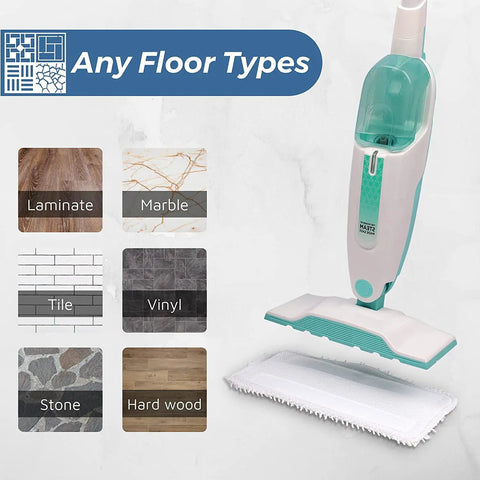 Image showing Go To Replacement Steam Mop Pads for Shark S1000 on a mop with types of flooring like laminate, tile, and marble.