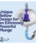 Heavy Duty Mini Sink Plunger For Kitchen And Bathroom Drains Hella Strong Bellows Design in sink with water pipe detail.