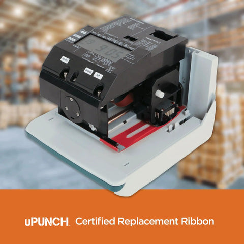 Top Tier Cr1000 Replacement Ribbon Cartridge For One Time Clock And Date Stamp Machine shown installed in time clock.