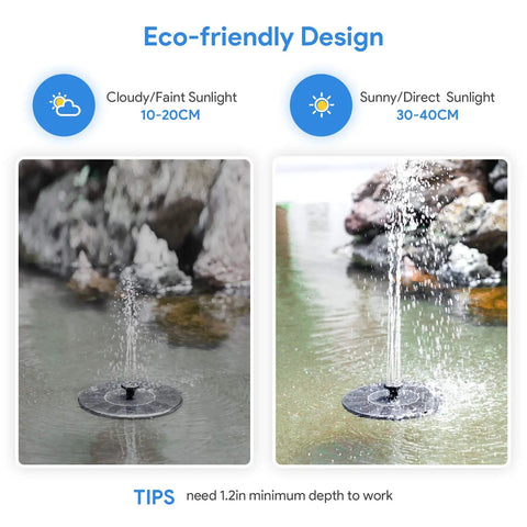 Sun Powered Water Fountain Pump For Ponds, Bird Baths And Gardens, 1W Solar Fountain With Auto Start In 3 Seconds, eco-friendly
