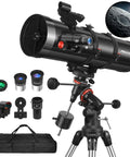 150mm Newtonian Telescope With Equatorial Mount For Beginners And Adults Includes Phone Adapter Tripod Moon Filter And Carry Bag For Epic Weekend Stargazing Of Planets Moon And Deep Sky.