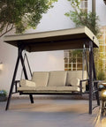 No Fuss Outdoor Swing Canopy Replacement Top Cover For 2 Or 3 Seater Hammock Waterproof Polyester Shade Khaki 158x118 Cm