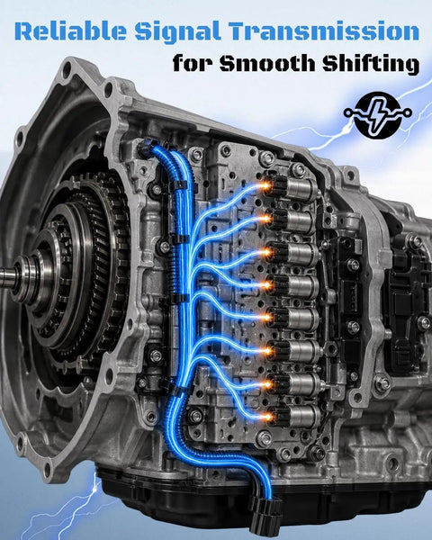Hot Shot 5 Speed Transmission Wiring Harness For Chevy Duramax Diesel GMC 2004 2005 showing connectors and wiring for smooth signal transmission.