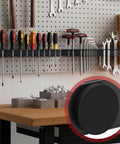 Heavy Duty Magnetic Tool Holder With 18 Holes Screwdriver Organizer mounted on garage pegboard holding tools