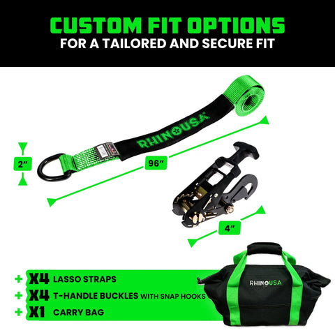 Badass Car Hauler Tie Down Straps Four Pack Two By Eight Foot Lasso Kit With Rust Resistant Snap Hooks For Dead Secure Trailer Transport And Daily Road Grind