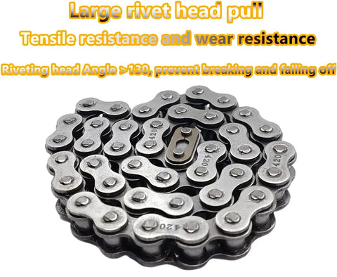 Front Jackshaft 42 Link 420 Chain For Mini Bikes Fits CT200U CT200U-EX BT200X MB200 MB165 Baja Warrior Heat And Baja Motorsports Replacement Chain with large rivet head