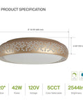 20 Inch LED Flush Mount Ceiling Light Fixture In Modern Gold Finish Slick Close To Ceiling Low Profile Dimmable 42W 2381 Lumens
