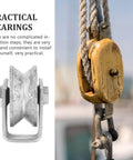 Heavy Duty Pulley Wheel Track Roller for Sliding Gates and Garage Doors, stainless steel design, close-up view with rope