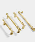 Minimalist Bright Gold Aluminum Alloy Cabinet And Wardrobe Handles Set Six Pack For Drawers Doors Wardrobes Cabinets Shoe Cabinets And Furniture With 3.78 Inch Hole Spacing 5.2 Inch Length And 1.26 Inch Height