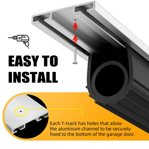 Garage Door Bottom Seal Kit With Pre Drilled Aluminum Track Retainer Base, Heavy Duty U And O Ring Weather Stripping focused on installation.
