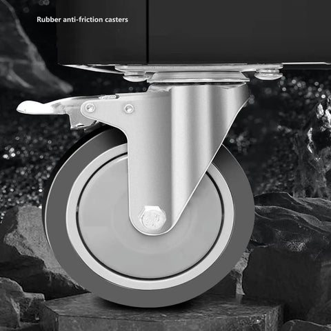 Close-up of rubber anti-friction caster wheel on 7 Drawer Rolling Tool Cart With Lock Heavy Duty Steel Tool Organizer On Wheels