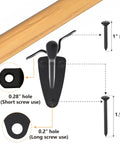 Heavy Duty Black Hand Rail Brackets Six Piece Set For Indoor Stairs And Outdoor Use showing detailed measurements of screw holes.