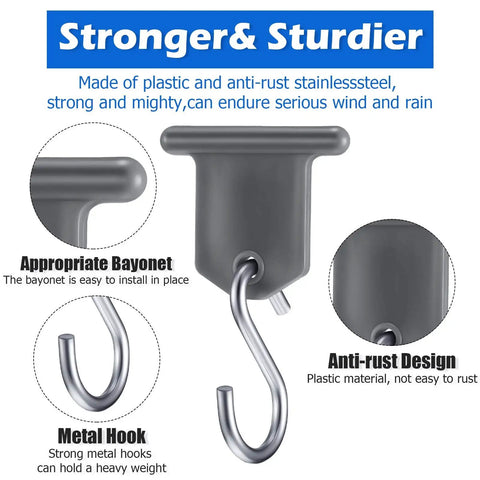 14 Piece RV Awning Hook Set For Lights And Camping Gear S Shaped Gray Hangers With Hook Holders showing durable design