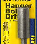 Premium Heavy Duty 5/16 Inch 18 Thread Hanger Bolt Driver One Pack shown on packaging with 2.5 inch long driver for efficient fastening.