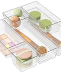 Six Piece Clear Acrylic Drawer Organizer Set For Makeup Cosmetics Jewelry Utensils Gadgets And Office Essentials Versatile Storage Trays