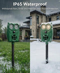 2 Pack Solar Ultrasonic Animal Deterrent With Motion Sensor And LED Lights Waterproof Outdoor Yard Garden Repeller in rain and snow