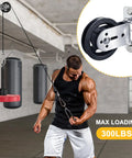 Man using Wall Mounted Cable Pulley System With 180 Degree Rotation, Silent Gym Pulleys for gym workout, 300 lbs max load