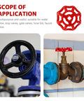 Red Metal Gate Valve Handwheel Replacement Kit Five Pack for One Half Inch Hose Bib Handles, installed on outdoor faucet.