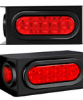 All In One Steel Trailer Light Box Kit With 6 Inch Oval Red 10 LED Tail Lights, Reverse Lights, and 2 Inch Round Red 4 LED Side Marker Lights
