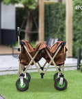 8 Inch Pneumatic Swivel Caster Wheels Heavy Duty Set Of 4 Badass Rubber Tires With Galvanized Brackets Rolling Smooth As Glass For Garden Carts And Utility Trailers on a garden cart.