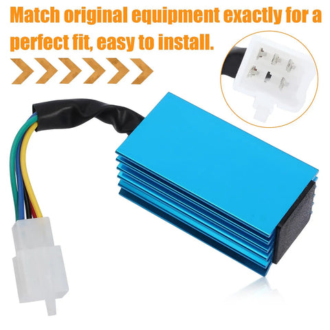 Racing 5 Pin AC CDI Box For GY6 Engines 50cc To 150cc Fits Scooters ATVs Go Karts Mopeds Quad Dirt Bikes Pit Bikes Chopper XR50 CRF50 139QMB 152QMI 157QMJ Performance Ignition Module, blue casing