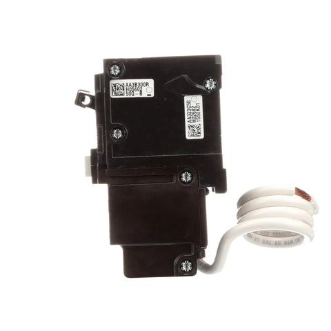 Side view of QPF2 GFCI Ground Fault Circuit Breaker, 50 Amp, 2 Pole, 240 Volt, 10,000 AIC, Self Test UL 943, Class A Protection.