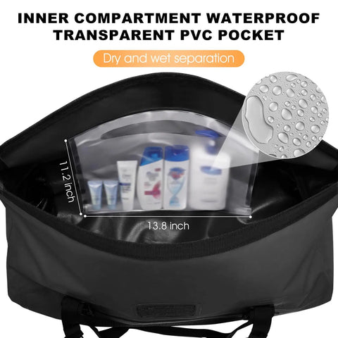 Waterproof 30L Motorcycle Dry Bag With Roll Top Closure Air Valve And Quick Fix Straps, inner PVC pocket detail