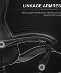 Linkage armrest on All Day Comfort Gaming Chair With Footrest And Lumbar Support, Height Adjustable, Ergonomic Office Or Gaming Chair.