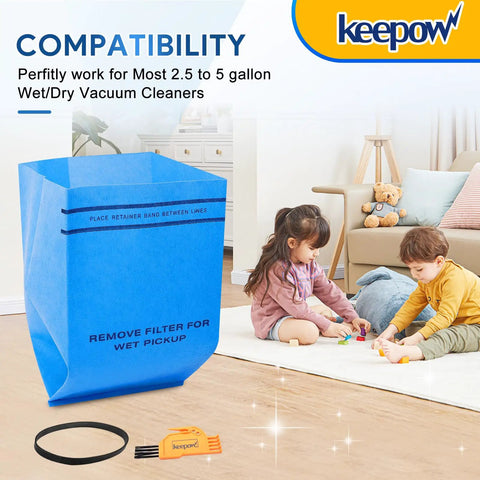 Wet Dry Vac Filter Replacement 6 Pack For Stinger 2.5 To 5 Gallon Vacuums And Craftsman 9-38737 Works With Workshop WS01025F WS0250VA WS0255VA Koblenz WD-2L Perfect For Shop Cleanup