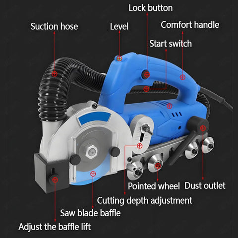 Handheld Electric Grout Cleaner With Dust Free Design focusing on suction hose and ergonomic handle for tile maintenance.