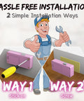Installation guide for Zero Hassle Smart Cabinet Locks For Baby Proofing featuring stick-on and screw methods.