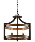 Woodrow 15 Inch Industrial Farmhouse Pendant Light With Convertible Semi Flush Mount, showing three-light open cage design.