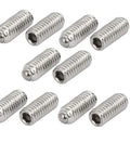 Top Shelf 304 Stainless Steel M4 X 10mm Ball Point Grub Set Screws With Hex Socket Drive Pack Of Ten, silver finish screws