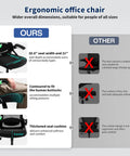 Comparison of ergonomic office chair with 20.8-inch seat width versus other chairs undersized for body types
