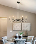 Black 6 Light Dope Farmhouse Chandelier For Dining Room And Kitchen Modern Rustic Pendant Light over dining table