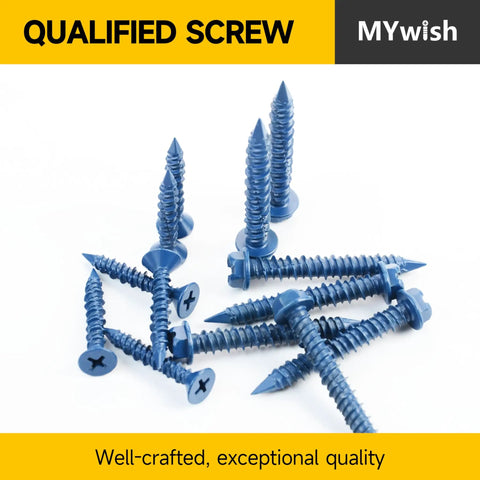 Blue 200 Piece Concrete Screws And Drill Bit Set For Masonry Includes One Quarter Inch And Three Sixteenths Inch Self Tapping Screws