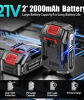 21V Cordless Ratchet Wrench Kit With 60 Ft Lbs Torque, 400 RPM, Extended Battery, showing two 2.0Ah batteries